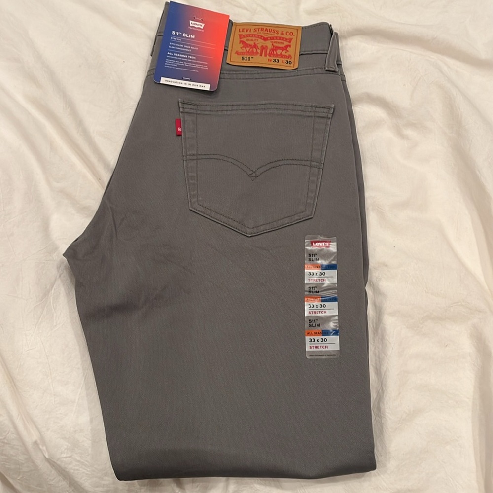 Levi’s performance 511 slim stretch gray pants with all season tech  33x30 NEW